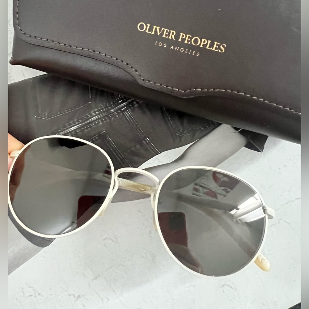 Oliver Peoples Unisex Ivory Round Sunglasses